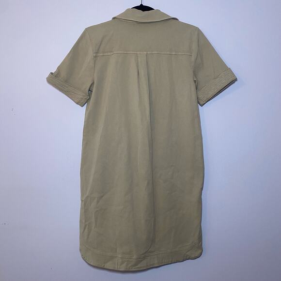 Faherty Women size Small Monica Utility Cotton Khaki Tan Short Sleeve Mini Dress - Picture 8 of 10